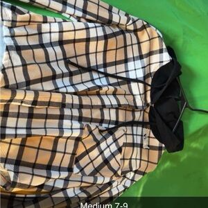 Kids Plaid Button Down Shirt - Black and Tan